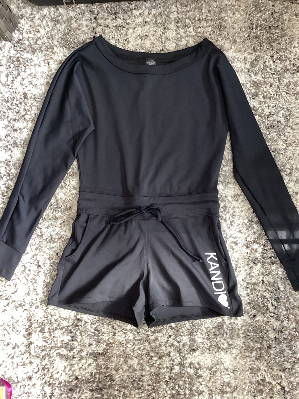 Kandi Kouture Black Long-Sleeve One-Piece Bodysuit Romper